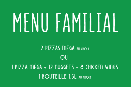 livraison MENUS FAMILIALE  